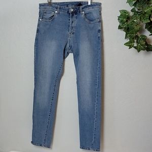 H&M Low Waist Button Fly WORN Patched Jeans 36